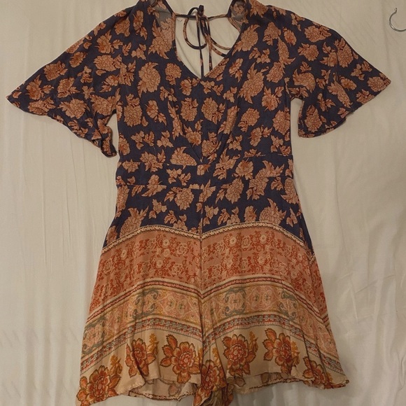 Xhiliration | Purple and Peach Boho Romper - Picture 3 of 4